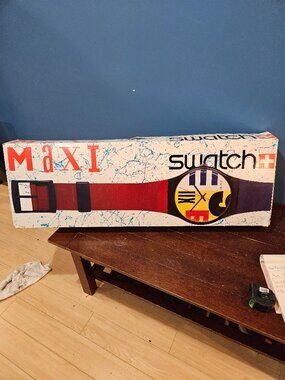Vintage Huge Swatch NINE TO SIX MAXI Watch Wall Clock 1987 MGB117 + BOX 83" Tall